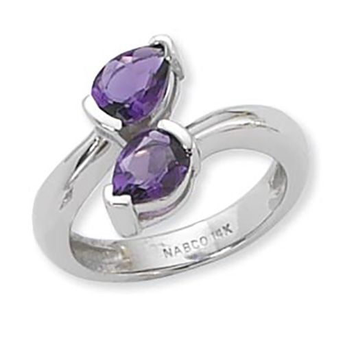 Pear Shape Amethyst Ring - Sterling Silver Size 7