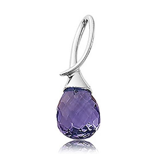 Pear Shape Briolette Amethyst Pendant - Sterling Silver