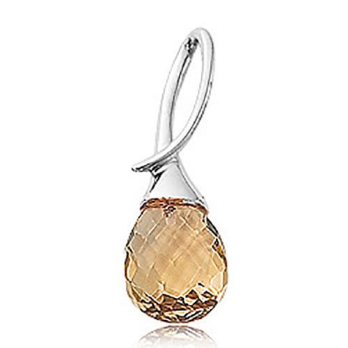Pear Shape Briolette Citrine Pendant - Sterling Silver