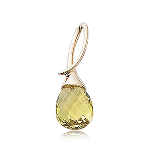 Pear Shape Briolette Oro Verde Pendant - 14K Yellow Gold
