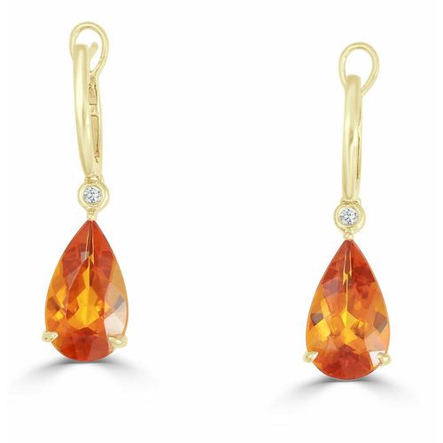 Pear Shape Citrine & Diamond One of A Kind Earrings