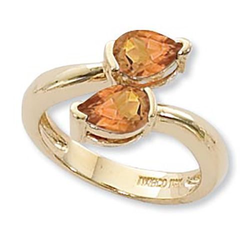 Pear Shape Citrine Ring - 14K Yellow Gold Size 7