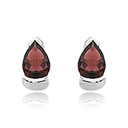 Pear Shape Garnet Earrings - 14K White Gold