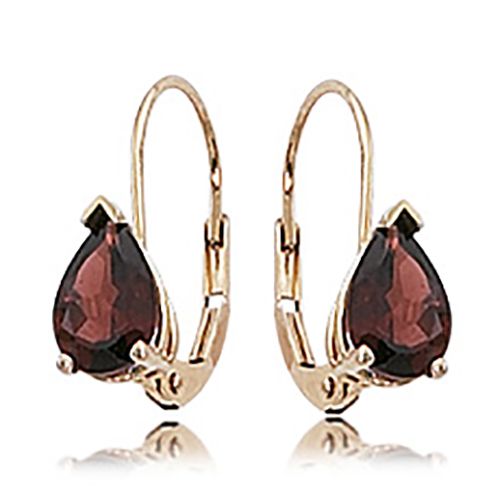 Pear Shape Garnet Earrings - 14K Yellow Gold