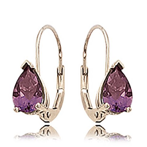 Pear Shape Rhodolite Earrings - 14K Yellow Gold