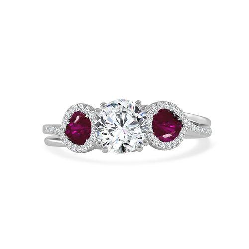 Pear Shape Ruby & Diamond Split Shank Semi Mount Ring