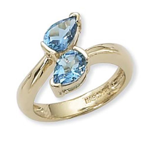 Pear Shape Swiss Blue Topaz Ring - 14K Yellow Gold Size 7