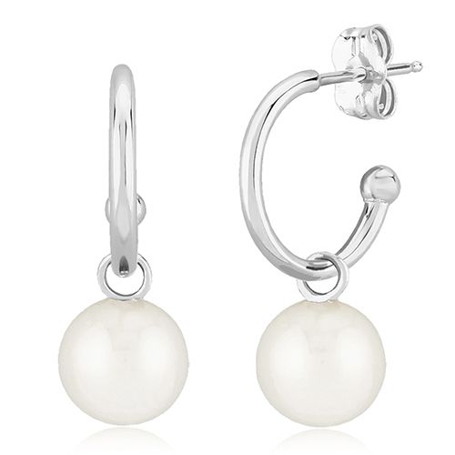 Pearl Drop Earrings - 14K White Gold