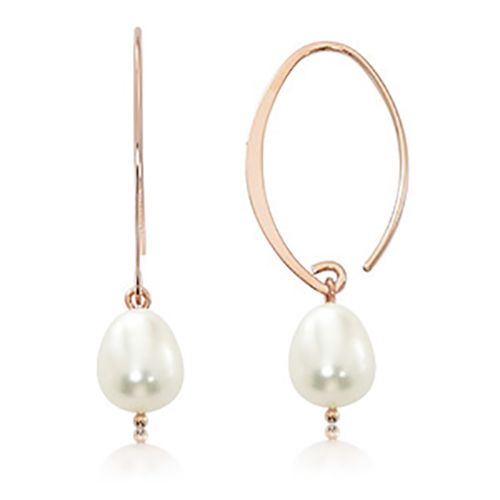 Pearl Hoop Earrings - 14K Rose Gold