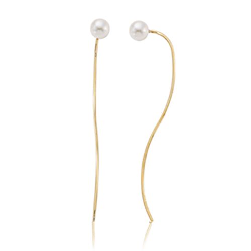 Pearl Stylish Hookwire Earrings - 14K Yellow Gold
