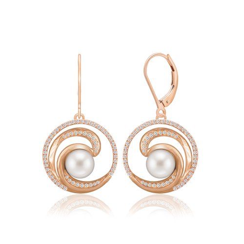 Pearl Wave Deluxe Earrings 19mm, Hawaiian Inspired Earrings, WTE-0008/ RG