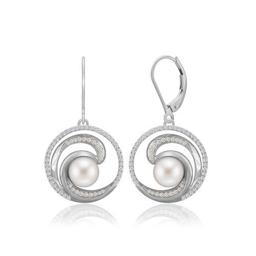 Pearl Wave Deluxe Earrings 19mm, Hawaiian Inspired Earrings, WTE-0008/ WG