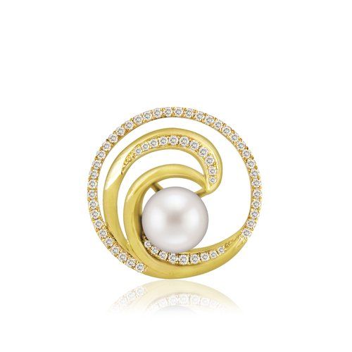 Pearl Wave Deluxe Pendant 19mm, Hawaiian Inspired  Pendant, WTP-0011