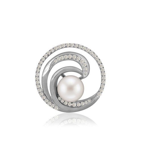 Pearl Wave Deluxe Pendant 19mm, Hawaiian Inspired Pendant, WTP-0011/ WG