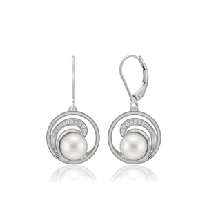 Pearl Wave Earrings 15mm, Hawaiian Inspired  Earrings, WTE-0005/ WG