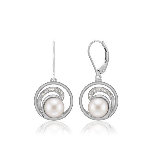 Pearl Wave Earrings 15mm, Hawaiian Inspired Earrings, WTE-0005/ WG