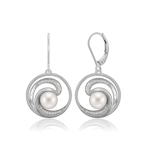 Pearl Wave Earrings 19mm, Hawaiian Inspired  Earrings, WTE-0006/ WG