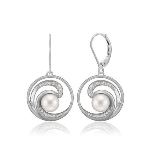 Pearl Wave Earrings 19mm, Hawaiian Inspired Earrings, WTE-0006/ WG