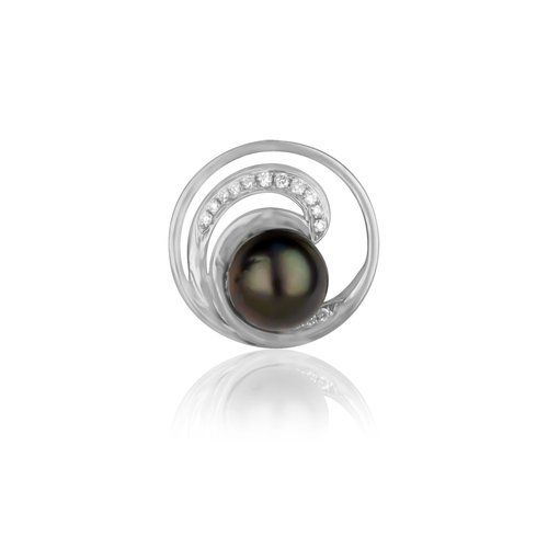 Pearl Wave Pendant 15mm, Hawaiian Inspired Pendant, WTP-0007/ WG
