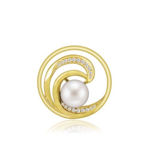Pearl Wave Pendant 19mm, Hawaiian Inspired  Pendant, WTP-0008