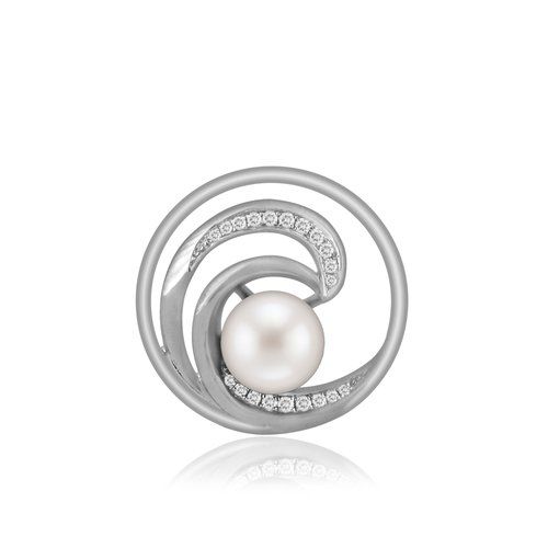 Pearl Wave Pendant 19mm, Hawaiian Inspired Pendant, WTP-0008/ WG