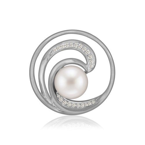Pearl Wave Pendant 24mm, Hawaiian Inspired Pendant, WTP-0009/ WG