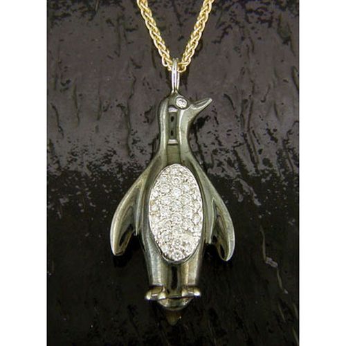 Penguin Pendant - 14K White Gold  - SD-FGP510