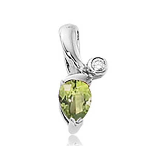 Peridot & Diamond Pendant - Sterling Silver - 80345PE-SS