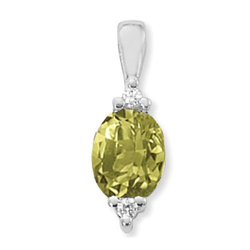 Peridot & Diamond Pendant - Sterling Silver - 80365PE-SS
