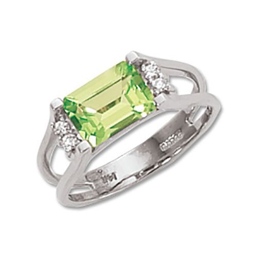 Peridot & Diamond Ring - 14K White Gold Size 7 - 70250PEWG