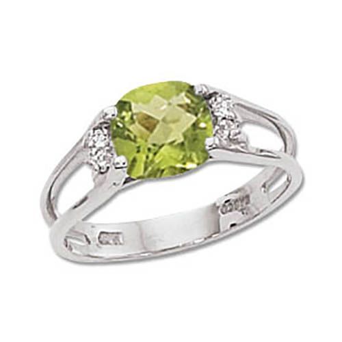 Peridot & Diamond Ring - 14K White Gold Size 7 - 70723PEWG