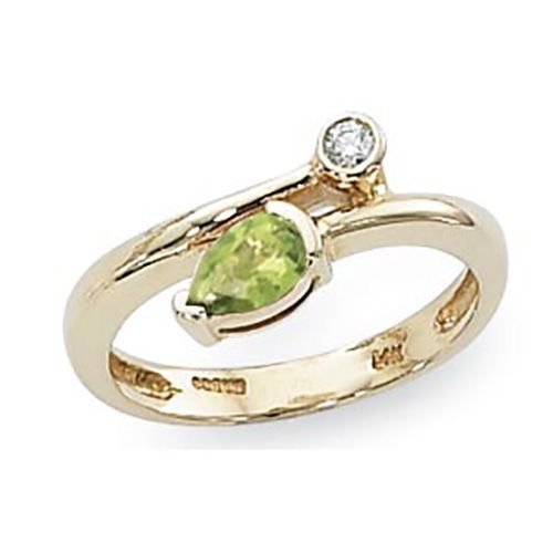 Peridot & Diamond Ring - 14K Yellow Gold Size 7 - 70826PE
