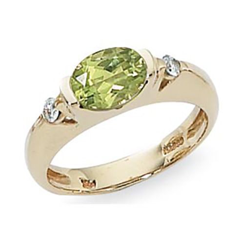 Peridot & Diamond Ring - 14K Yellow Gold Size 7 - 70824PE