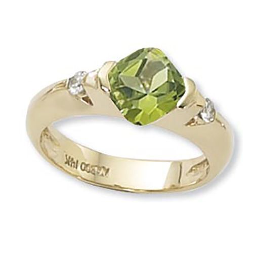 Peridot & Diamond Ring - 14K Yellow Gold Size 7 - 70825PE