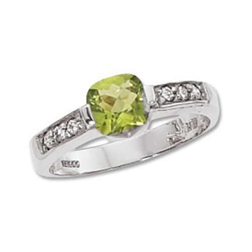 Peridot & Diamond Ring - Sterling Silver Size 7 - 70566PE-SS