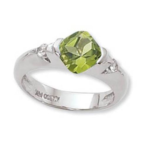 Peridot & Diamond Ring - Sterling Silver Size 7 - 70825PE-SS