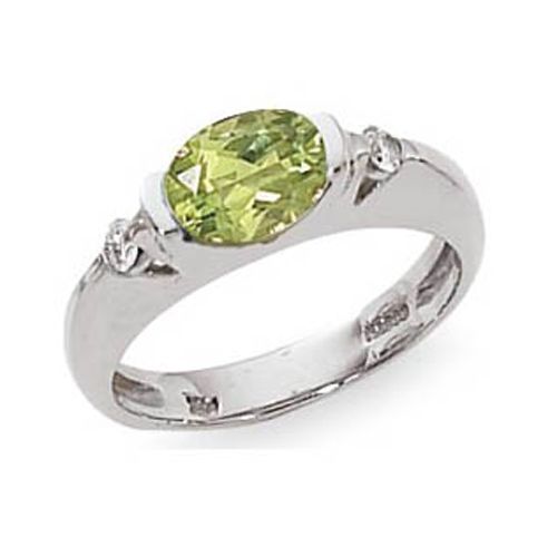 Peridot & Diamond Ring - Sterling Silver Size 7 - 70824PE-SS