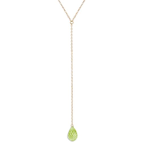 Peridot Drop Y Necklace - 14K Yellow Gold 26 Inch
