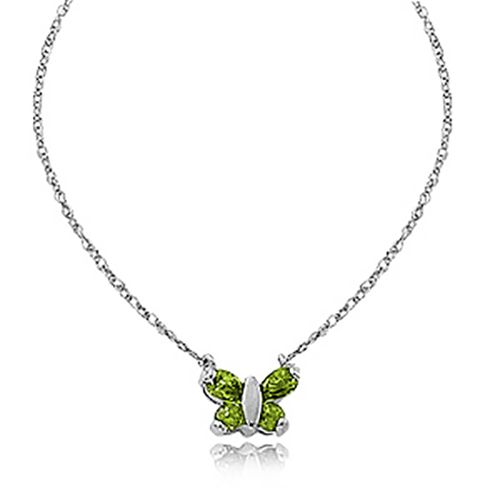 Peridot Pendant With Chain - 14K White Gold