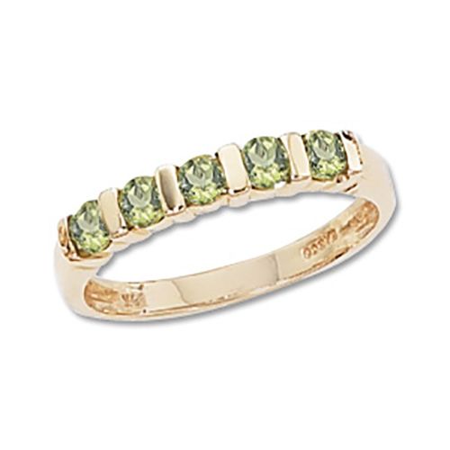 Peridot Semi Bezel Ring - 14K Yellow Gold Size 7