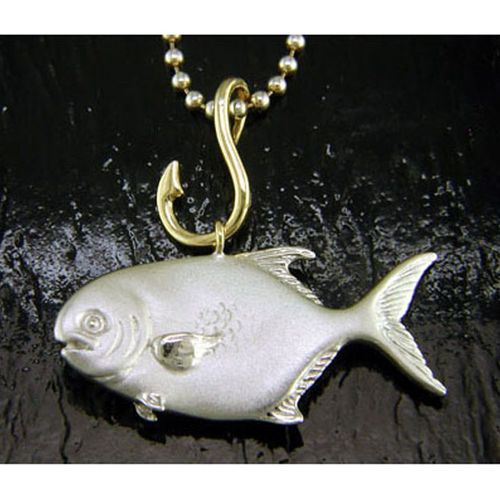 Permit Pendant - Sterling Silver and 14K Gold  - SD-SGP647