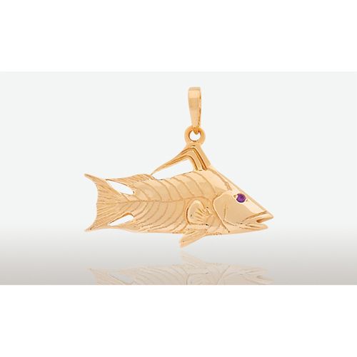 14K Gold 25MM Hog Fish Pendant