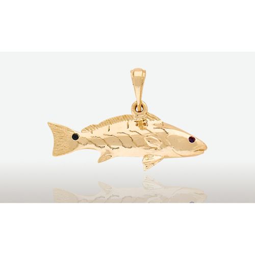 14K Gold 35MM Redfish 3-D Pendant