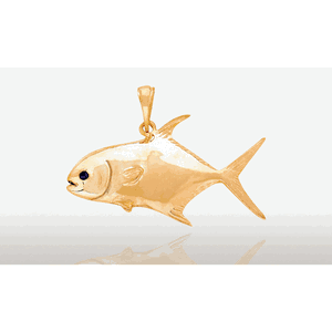 14K Gold 37MM Permit Fish 3-D Pendant