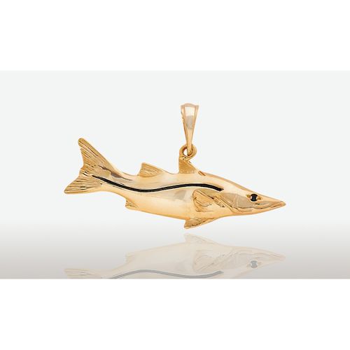 14K Gold 37MM Snook 3-D Pendant