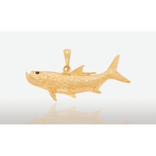 14K Gold 40MM 3-D Tarpon Fish Pendant