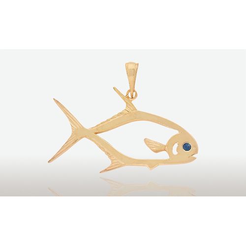 40mm Large Permit Fish Pendant - 14K Gold