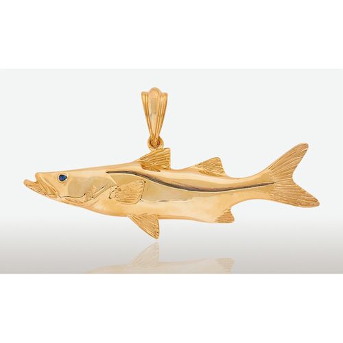 14K Gold 55MM Snook Fish Pendant