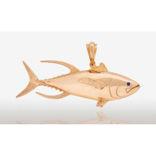 14K Gold 55MM Yellow Fin Tuna 3-D Pendant