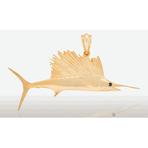 14K Gold 58MM Sailfish Pendant